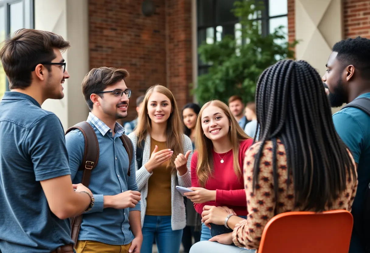 Diverse students engaging in a discussion at USF St. Petersburg town hall