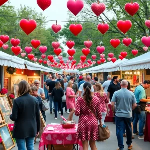 Community celebrating Valentine's Day in Pinellas with arts and crafts.