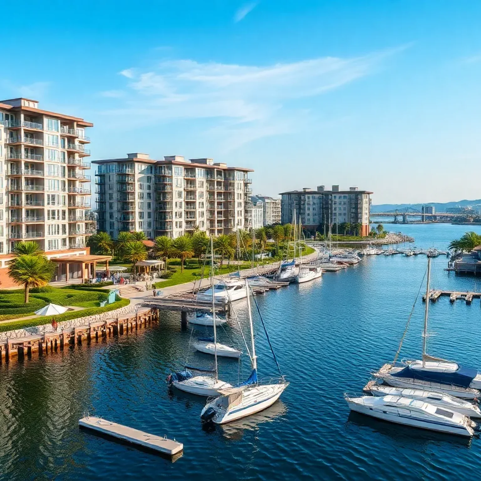 Rendering of the Waterways Apartments and Marina in North St. Petersburg