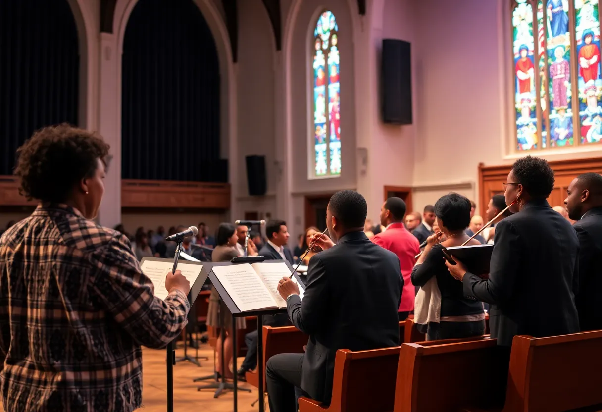 Performers at St. Petersburg's Black Composers showcase in a church setting.