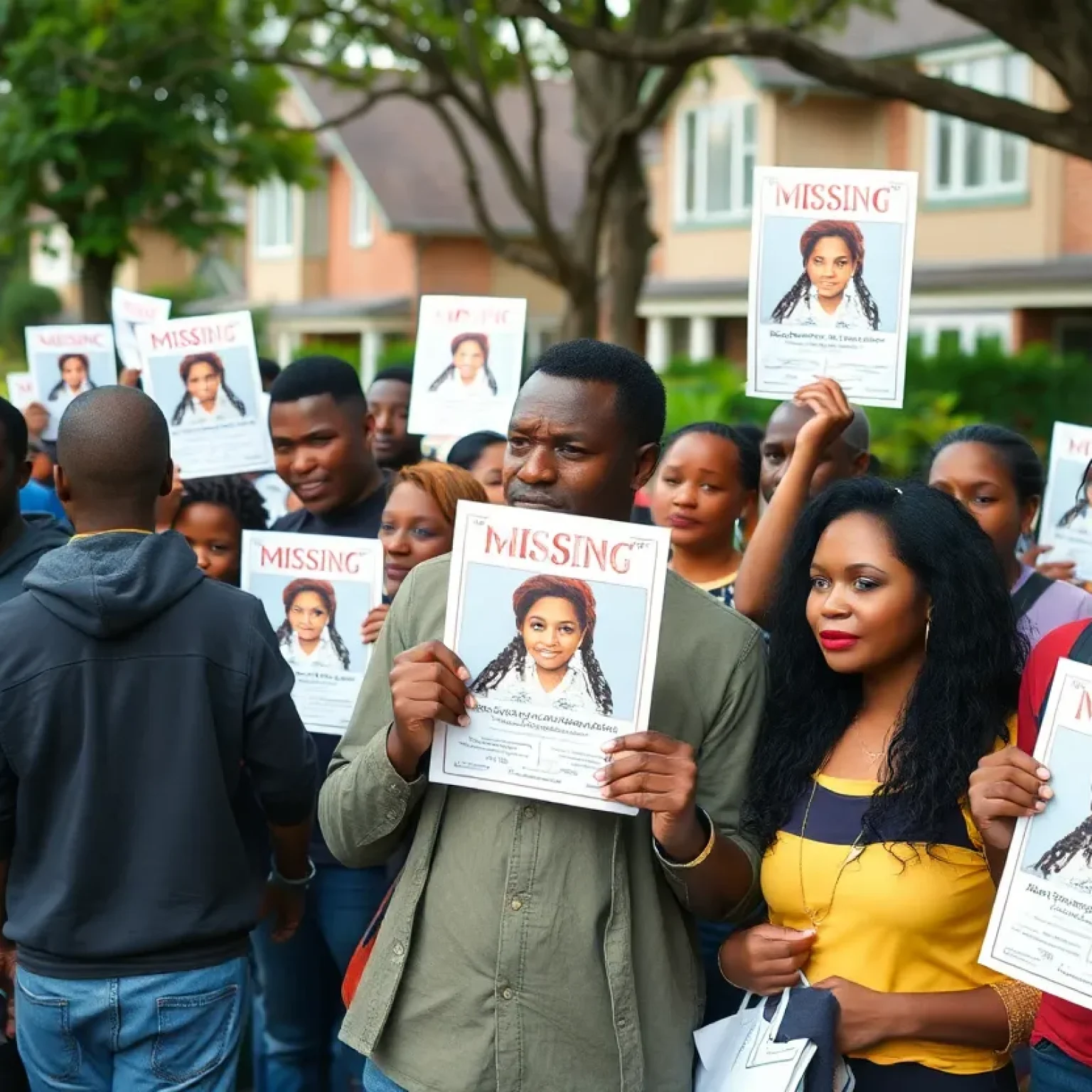 Community members gathering to search for a missing individual in St. Petersburg