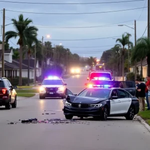 Scene of a car accident in St. Petersburg, Florida