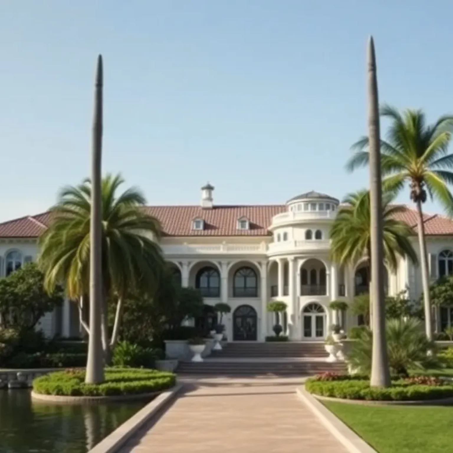 Exterior view of a historic Gatsby-era estate in St. Petersburg