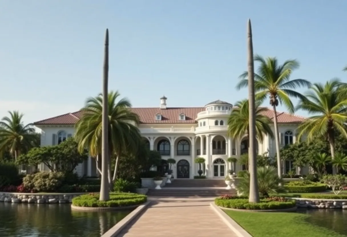 Exterior view of a historic Gatsby-era estate in St. Petersburg