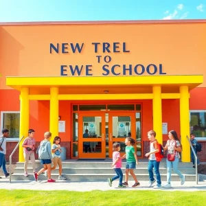 Exterior of Apogee St. Pete private school with children playing