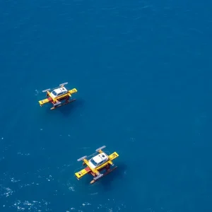 Uncrewed surface vehicles conducting ocean mapping off the Florida coast