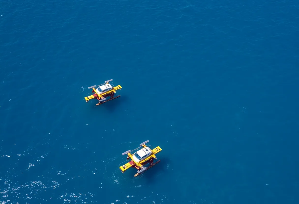 Uncrewed surface vehicles conducting ocean mapping off the Florida coast