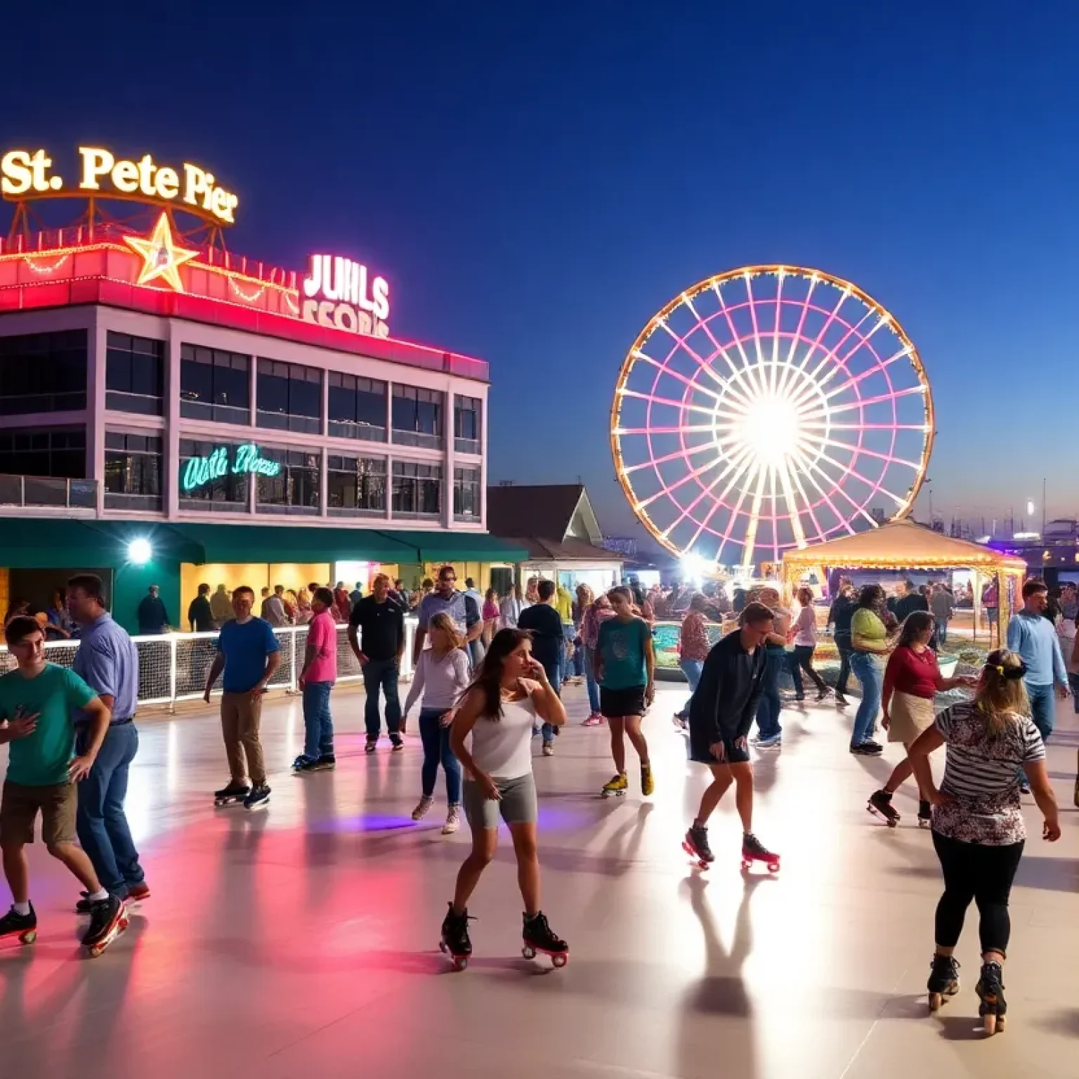 People skating at the Rockin' Roller Rink in St. Petersburg