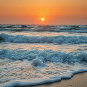 Serene Beach with Strong Currents