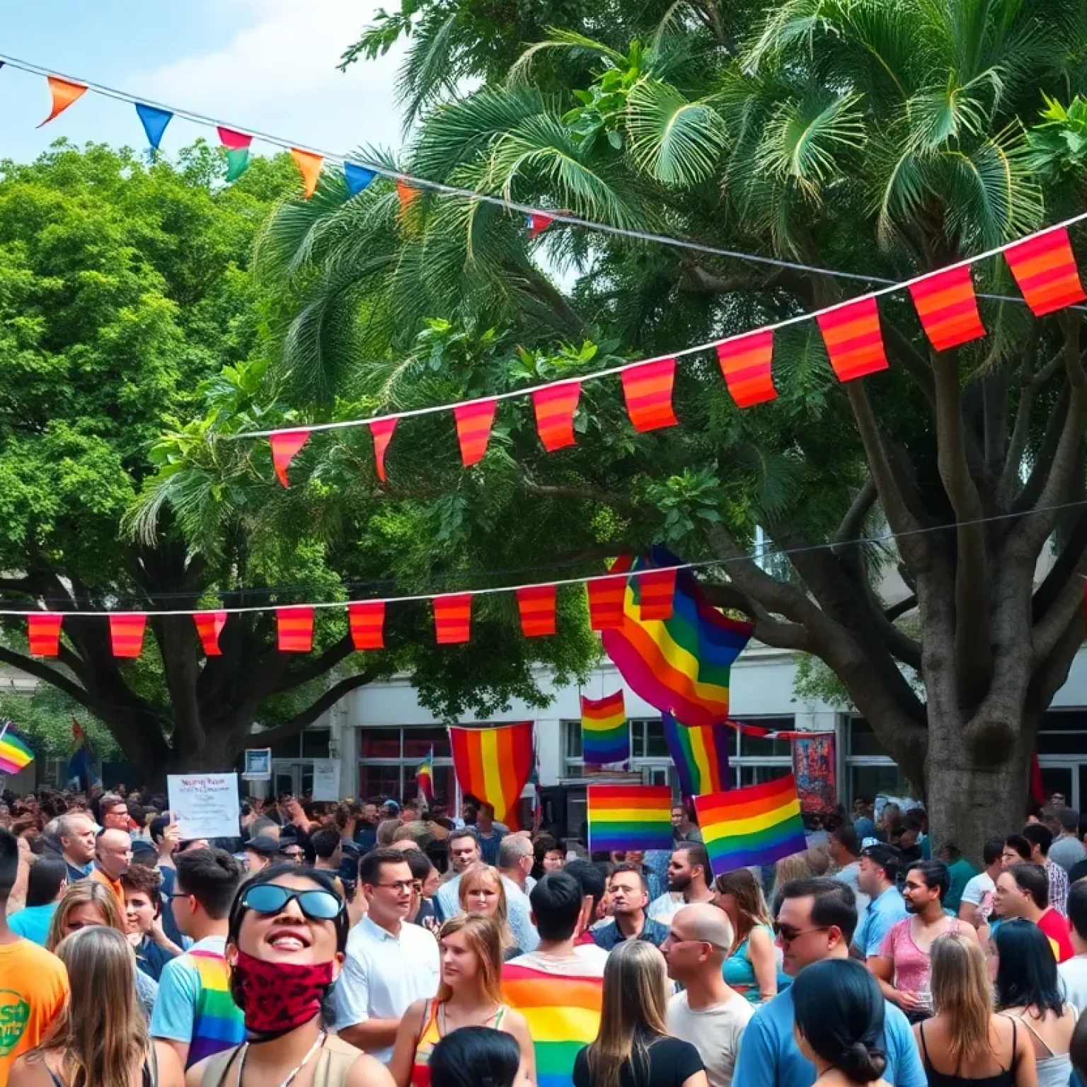 A colorful Pride celebration highlighting community and joy.