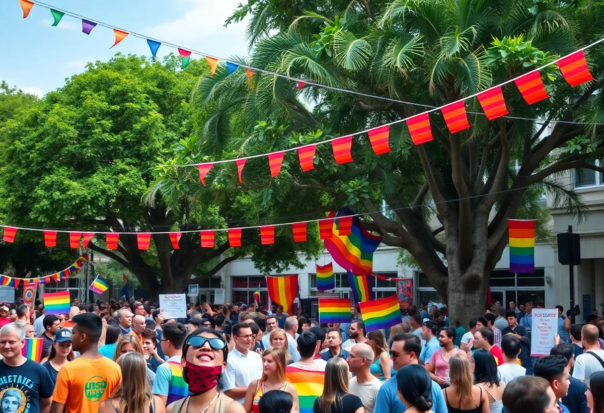 A colorful Pride celebration highlighting community and joy.