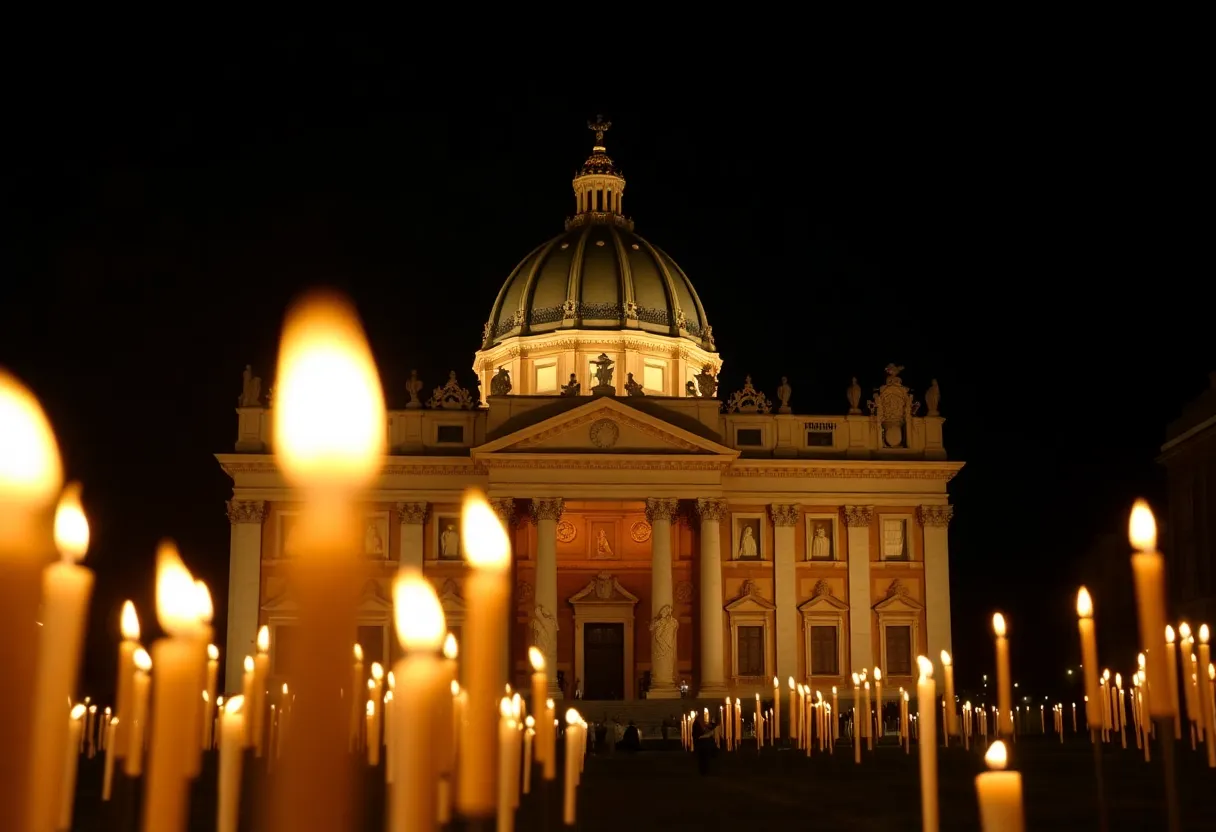 Candlelight at St. Peter's Basilica representing hope and prayer.