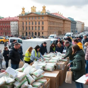 Residents of St. Petersburg receiving assistance at a community resource center