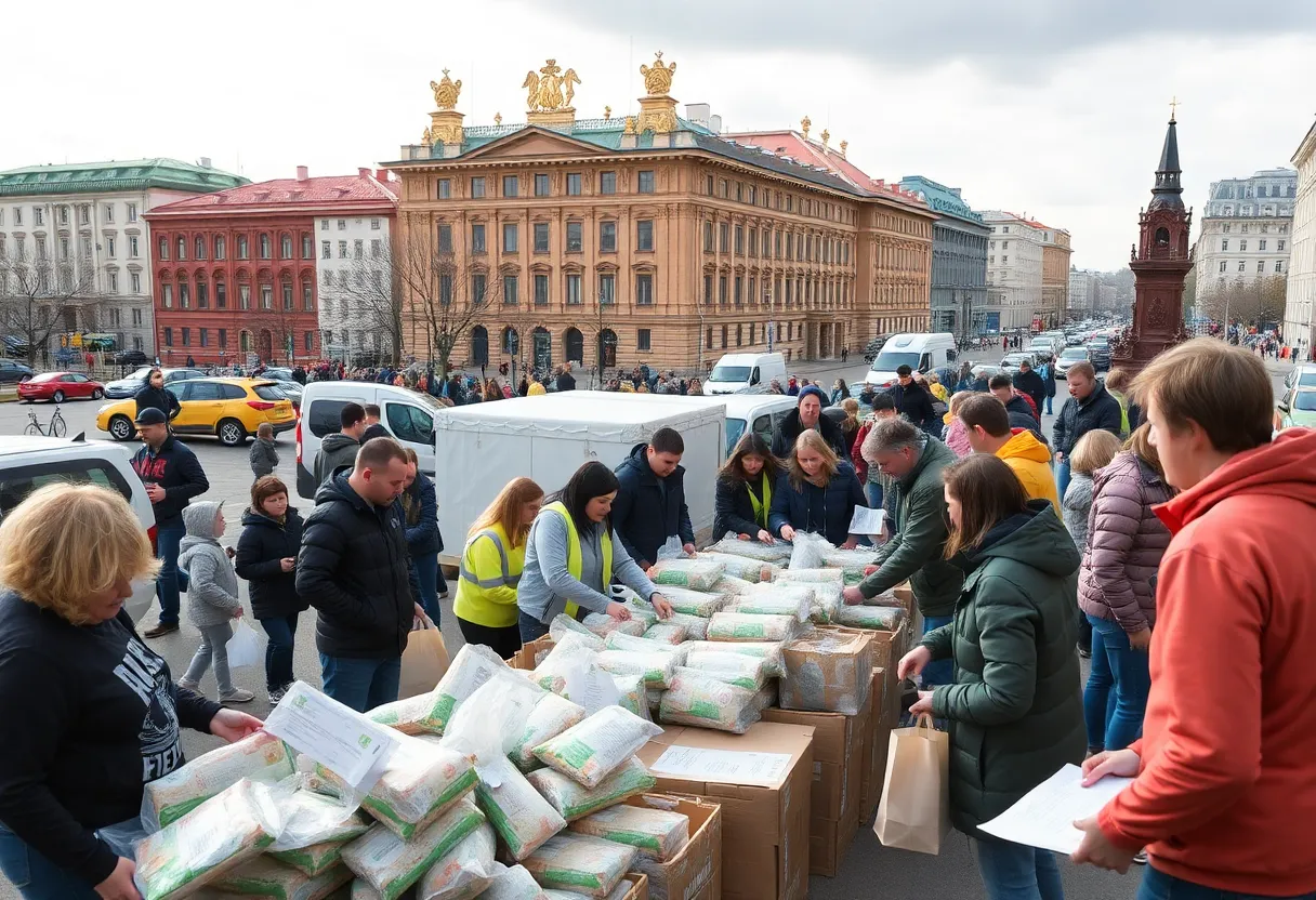 Residents of St. Petersburg receiving assistance at a community resource center