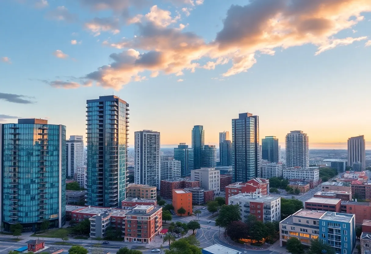 Aerial view of downtown St. Petersburg showing new developments