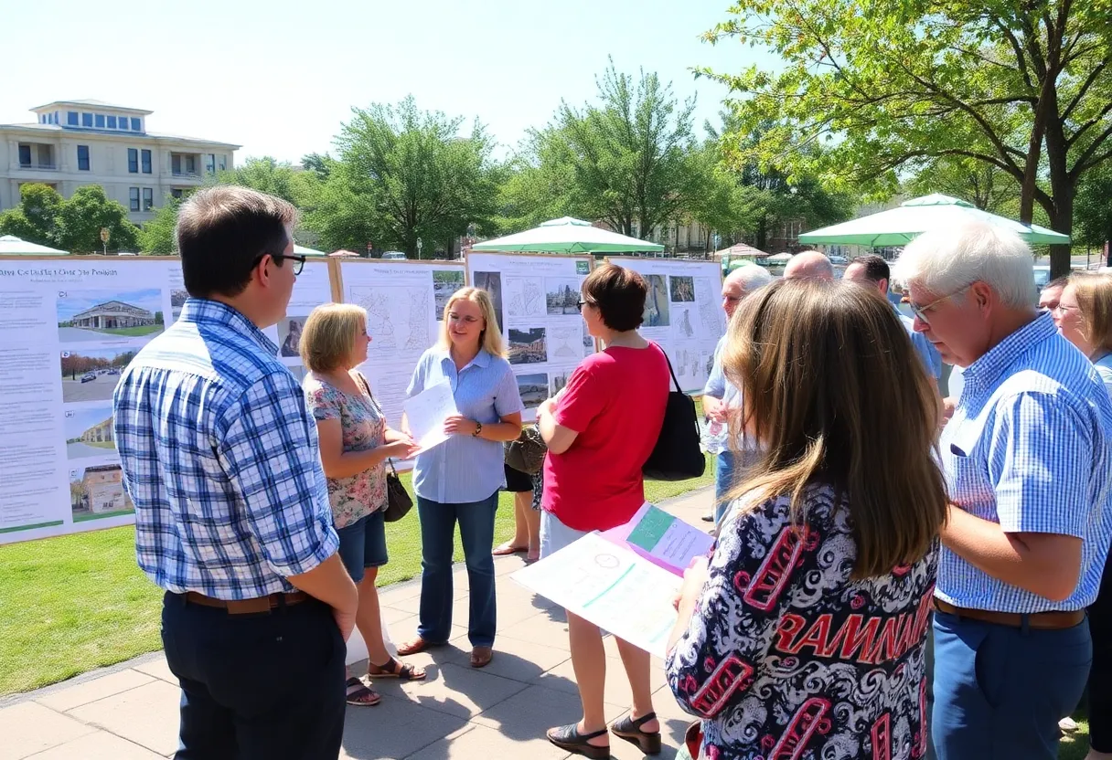 Community members discussing the transformation of I-175 at an open house in St. Petersburg.