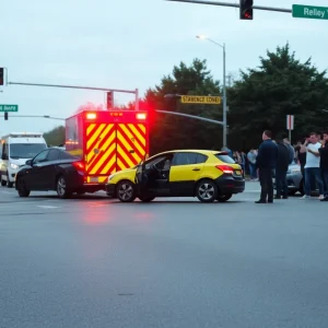 Emergency responders at a car accident scene in Pinellas County