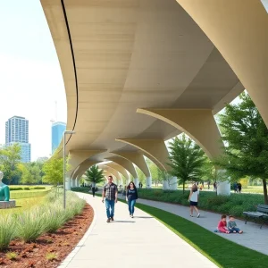 Vibrant linear park under Interstate 275