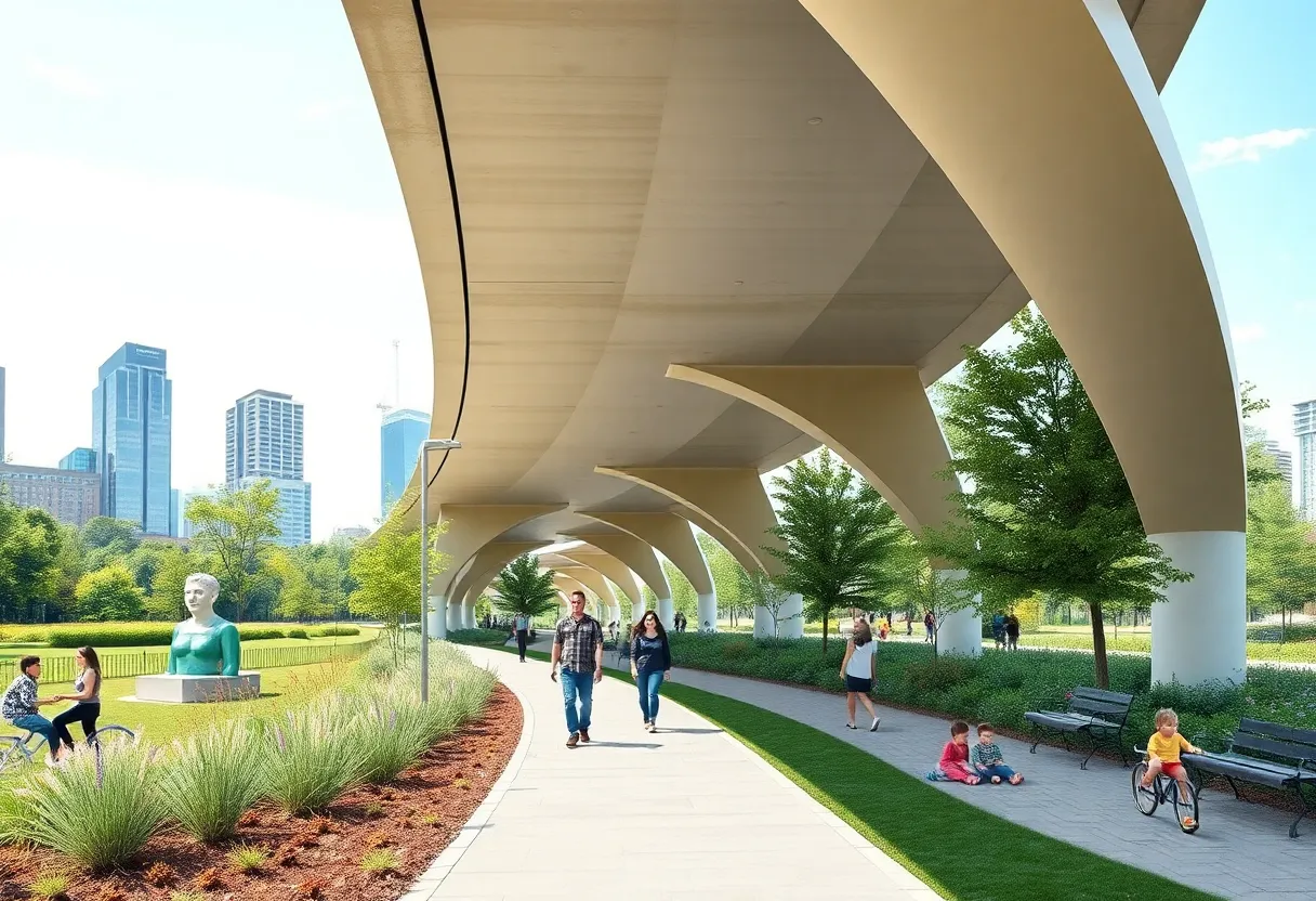 Vibrant linear park under Interstate 275